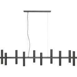 Grote design hanglamp tubes mat zwart 14-lichts