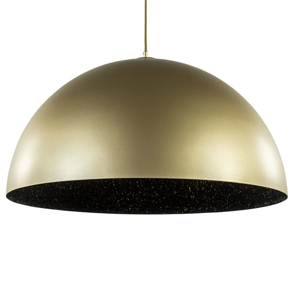 Grote hanglamp koepel mat goud met zwart 70 cm