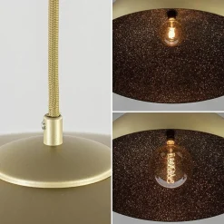 Grote hanglamp koepel mat goud met zwart 70 cm