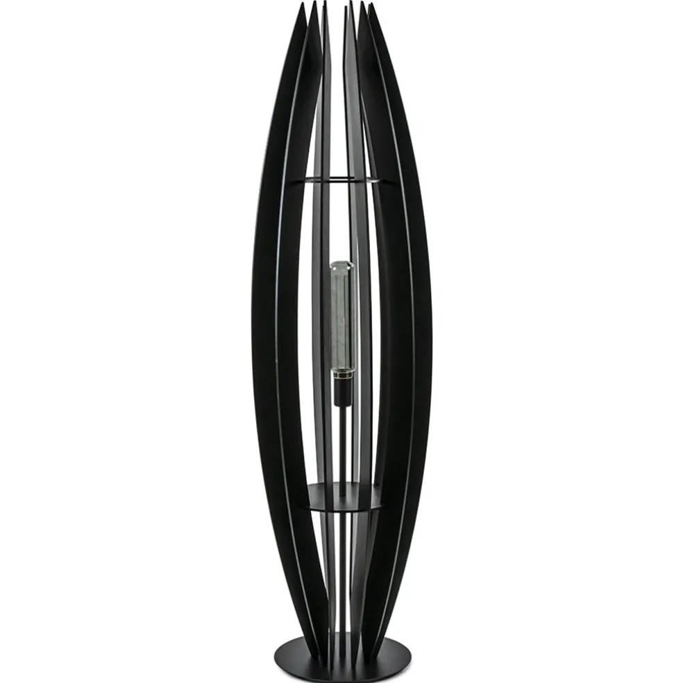 Grote houten vloerlamp mat zwart