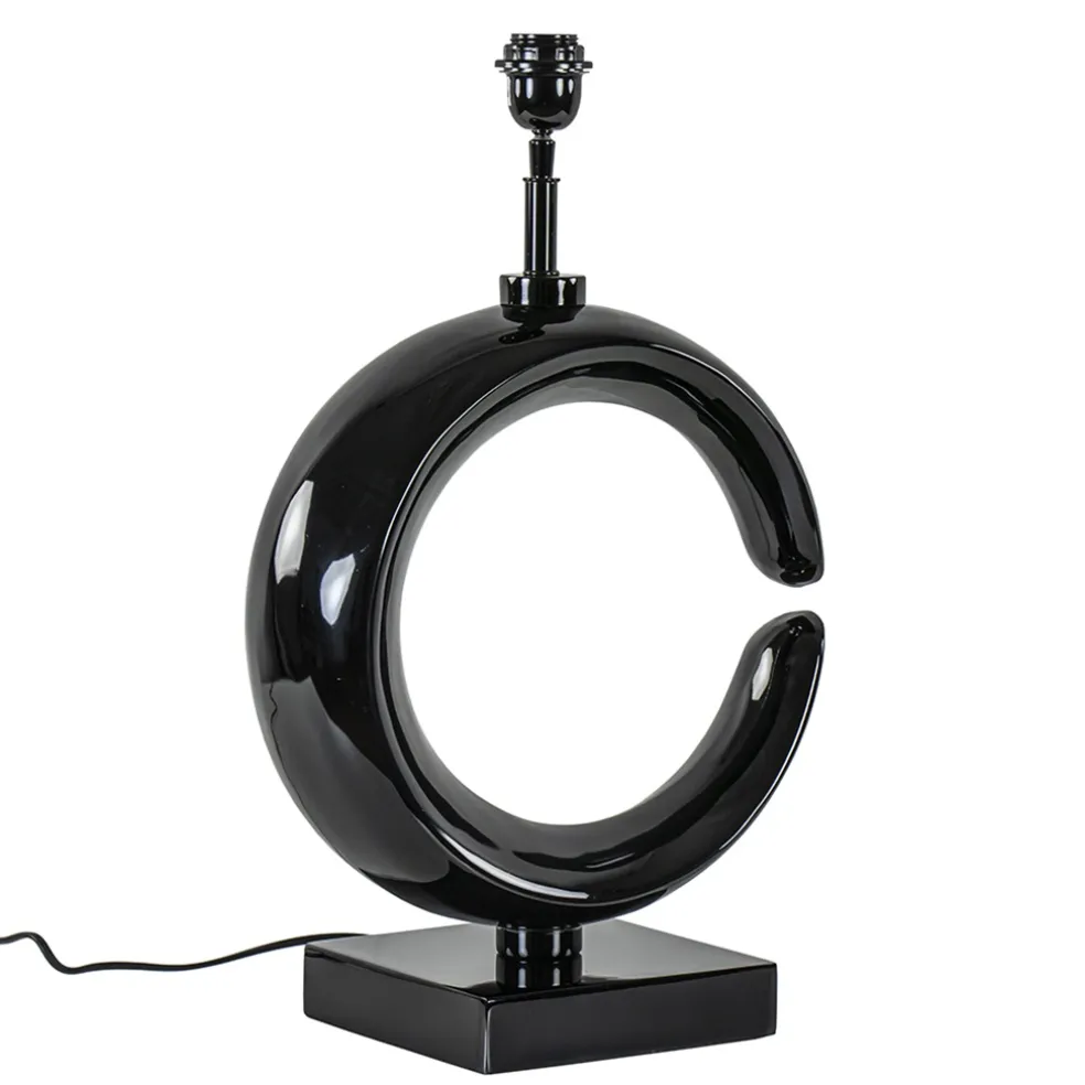 Grote lampvoet Maan shiny zwart