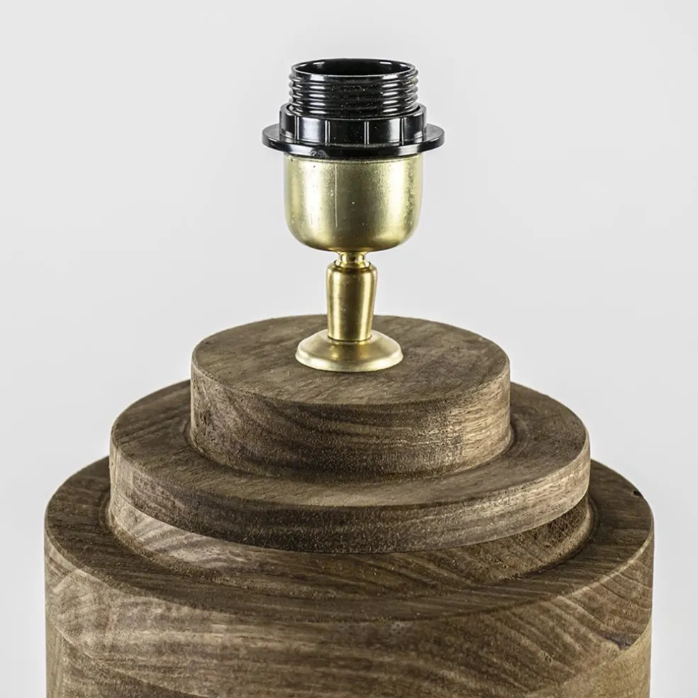 Grote landelijke lampvoet Pasco donker hout excl. kap