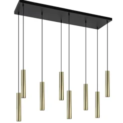 Grote 8-lichts hanglamp cilinder zwart met goud