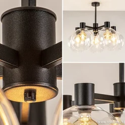 Grote 5-lichts plafondlamp helder glas