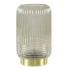 Grote Lipa tafellamp batterijen warm licht grijs ribbel glas