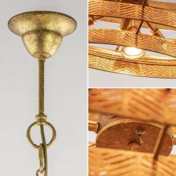 Grote metalen hanglamp ovaal brons