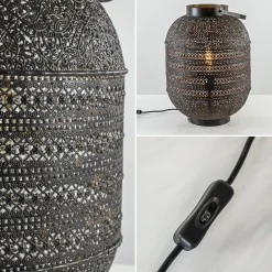 Grote Oosterse tafellamp lantaarn donker bruin