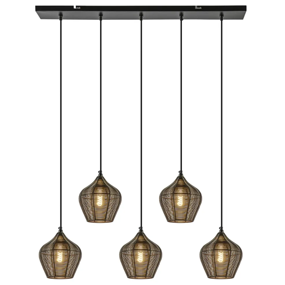 Hanglamp Alvaro 5-lichts antiek brons