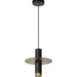 Hanglamp badkamer zwart met brons IP44