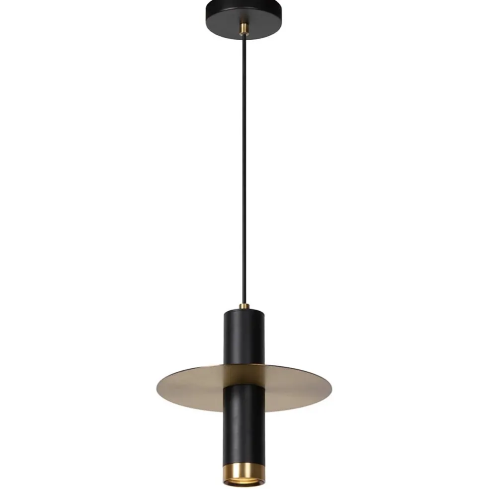 Hanglamp badkamer zwart met brons IP44