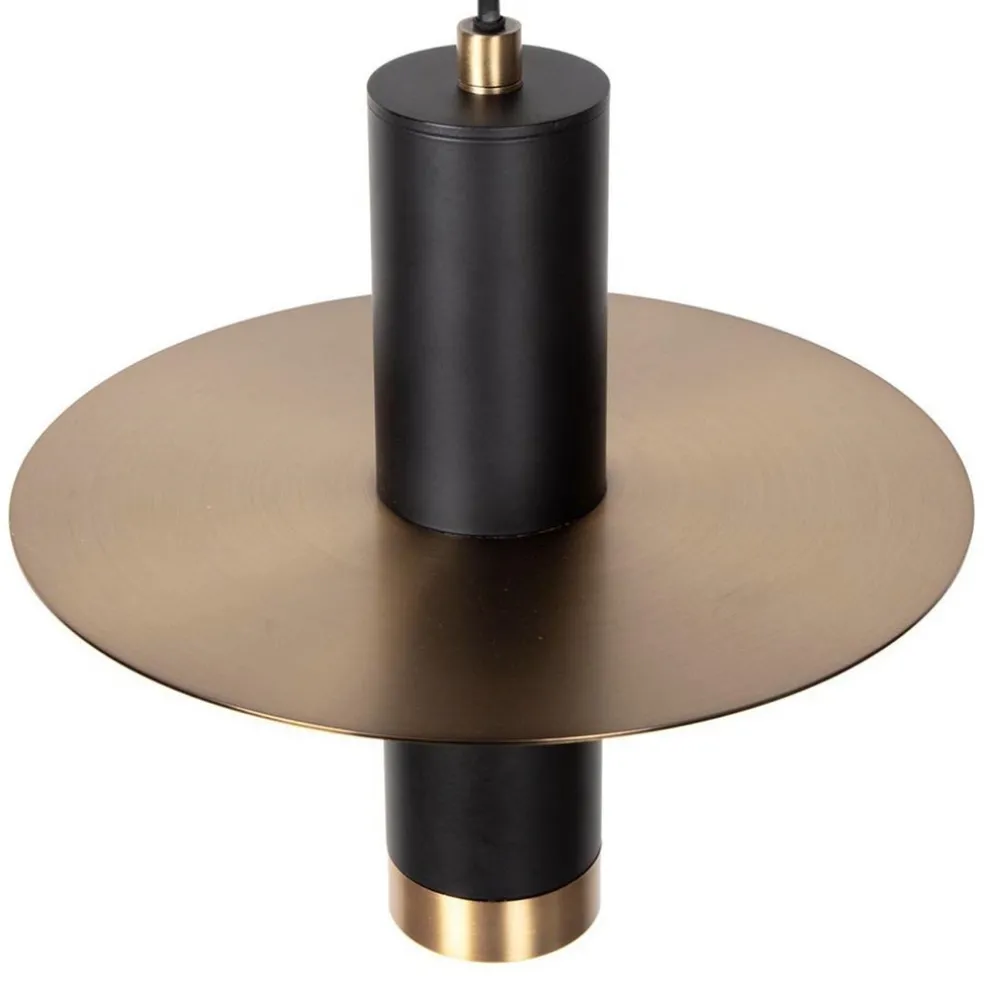 Hanglamp badkamer zwart met brons IP44