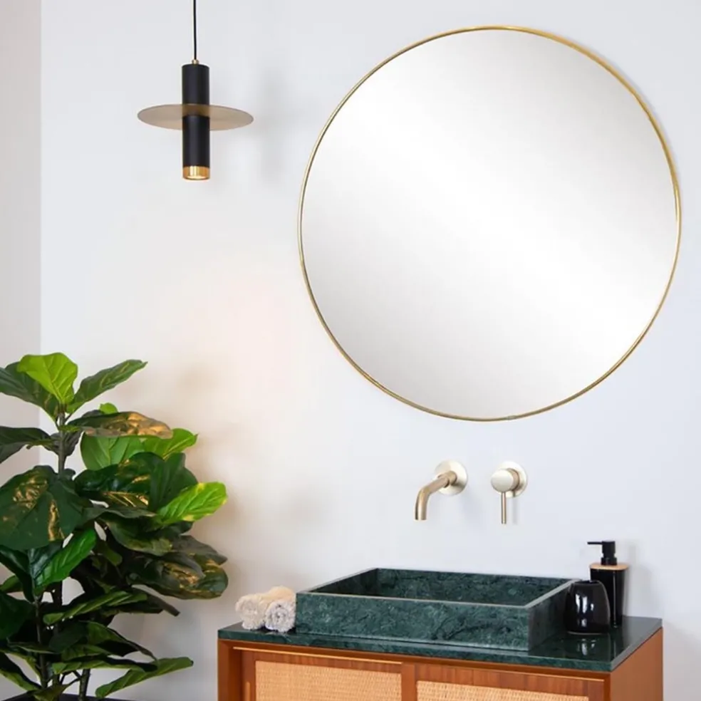 Hanglamp badkamer zwart met brons IP44