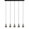 Hanglamp balk 110cm + 5x pendel zwart