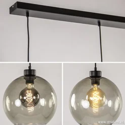 Hanglamp balk 3L smoke bolglas