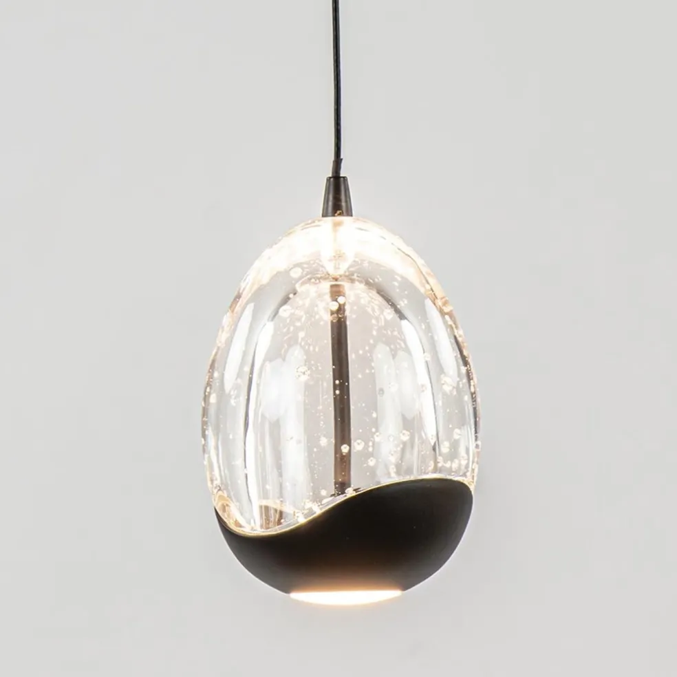 Hanglamp Black Egg 5L rond zwart/helder