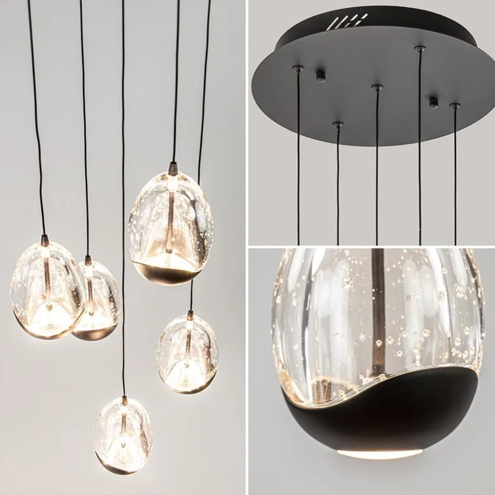 Hanglamp Black Egg 5L rond zwart/helder