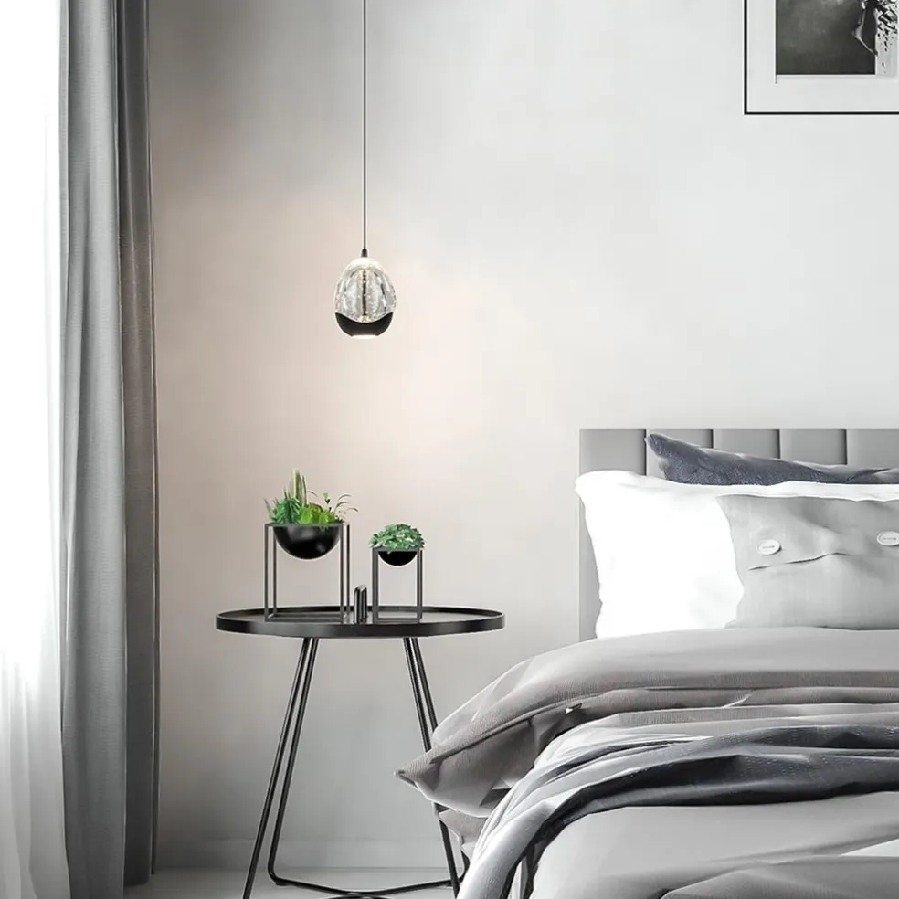 Hanglamp Black Egg 1L zwart/helder glas