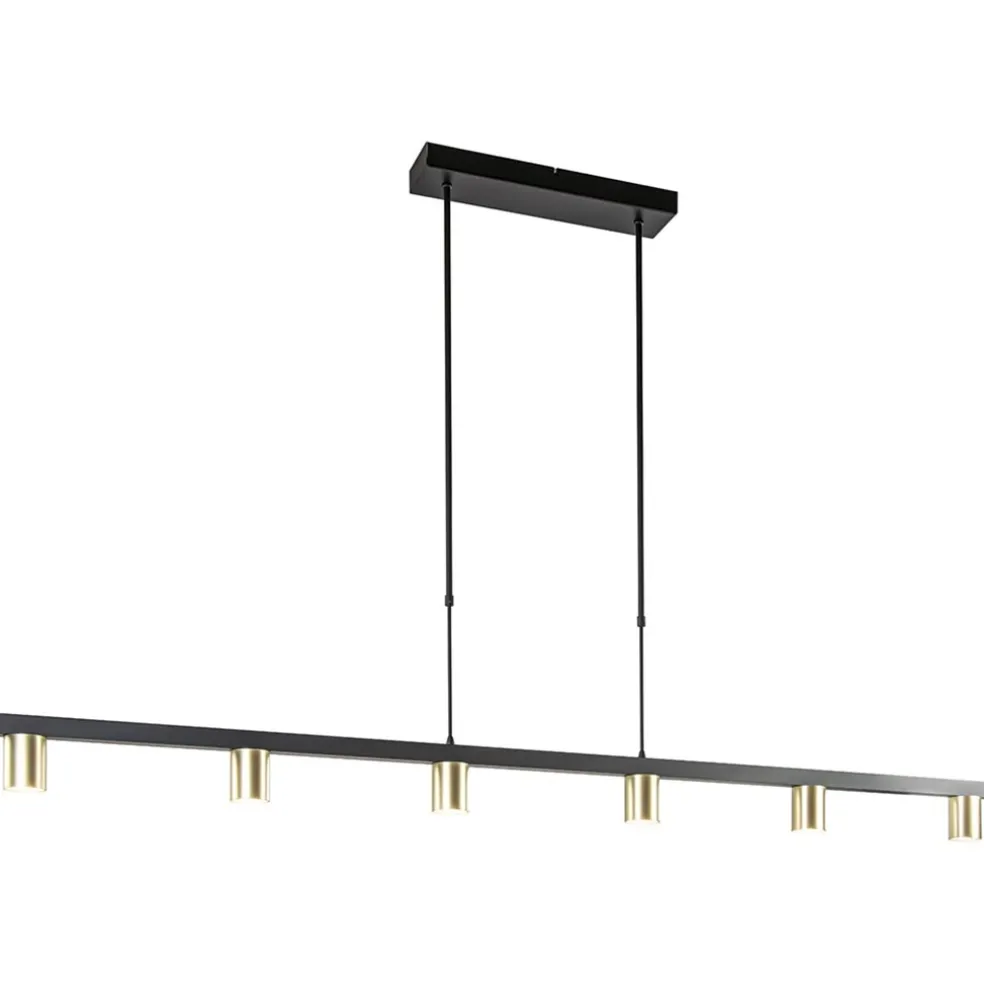 Hanglamp Bounce 6L 160cm zwart/goud