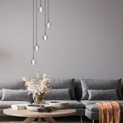 Hanglamp Bubbles 5L rond zwart/helder dtw