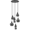 Hanglamp Cambio 6L zwart + smoke glas mix