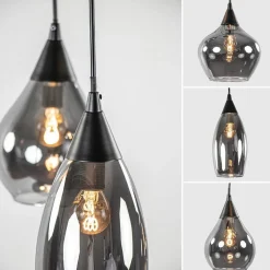 Hanglamp Cambio 6L zwart + smoke glas mix