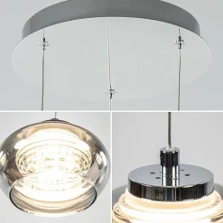 Hanglamp chroom/smoke glas 3-lichts