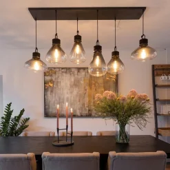 Hanglamp Flere 6L zwart smoke/clear glas