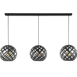 Hanglamp 3L balk bol zwart industrieel