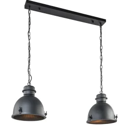 Hanglamp 2L industrieel zwart/grill