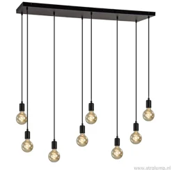 Hanglamp 8L plaat 110cm zwart ex.e27 lb