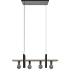 Hanglamp 4L zwart met houten planken