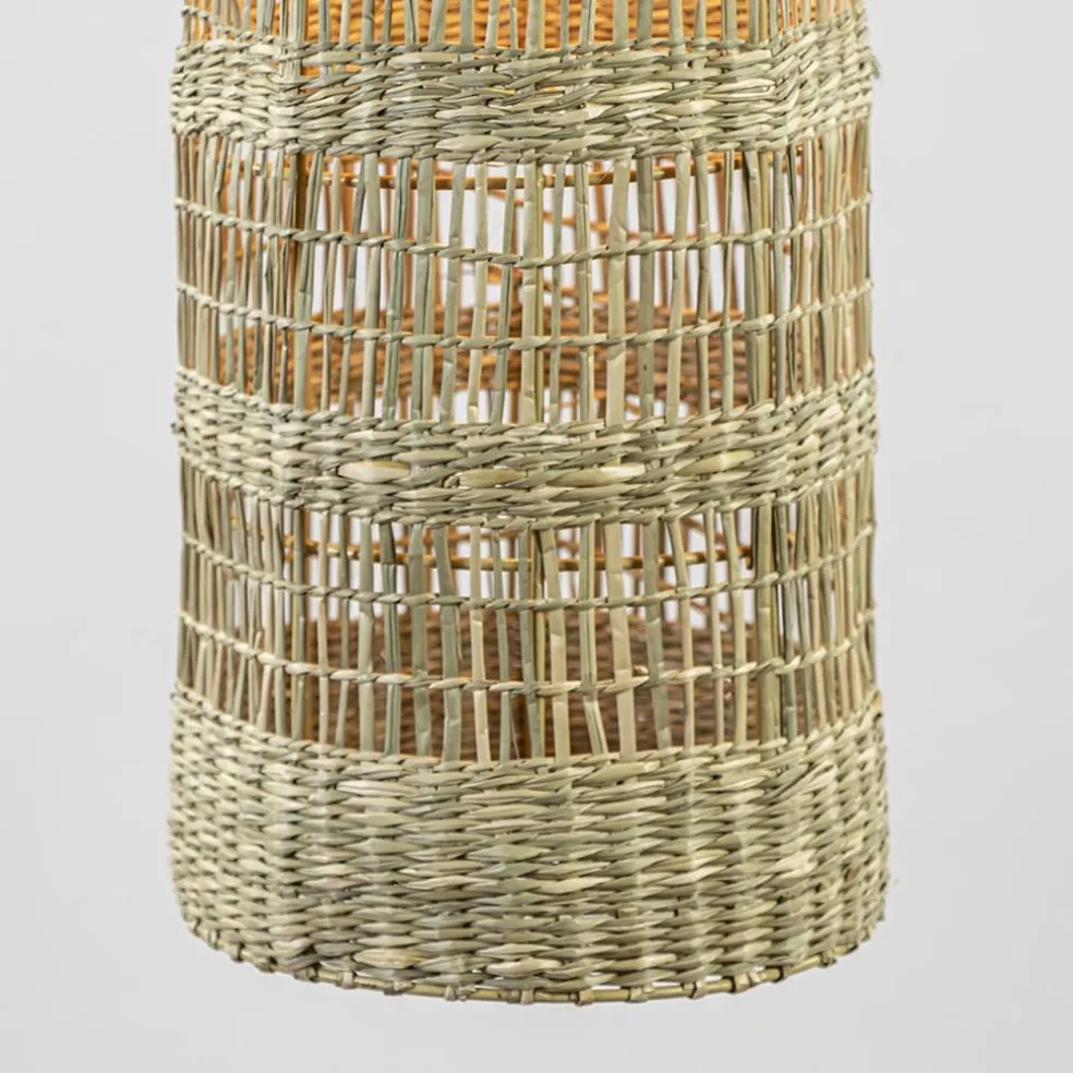 Hanglamp Latika smal zeegras naturel met zwart