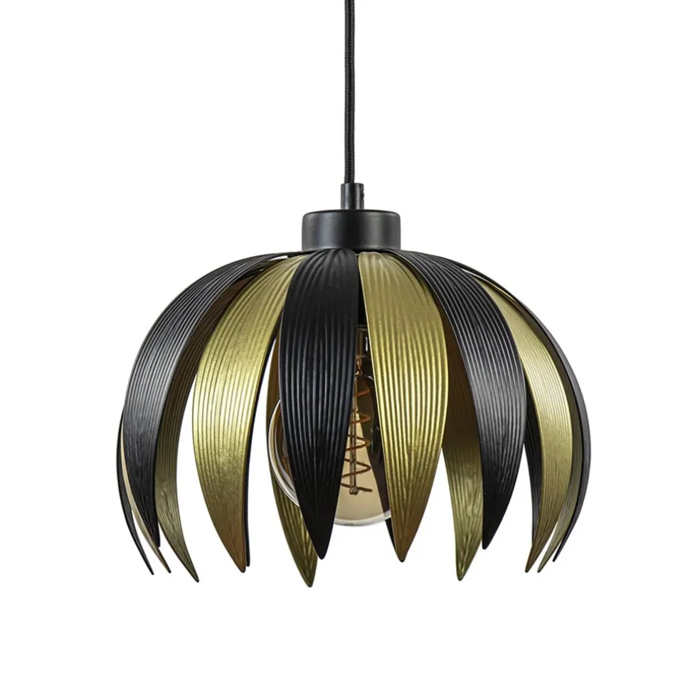 Hanglamp leaves mat zwart met goud