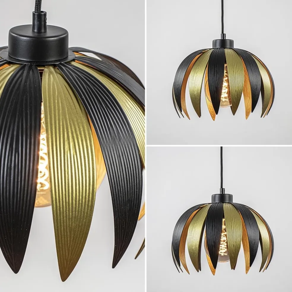 Hanglamp leaves mat zwart met goud