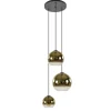Hanglamp 3-lichts rond zwart met goud gradient glas