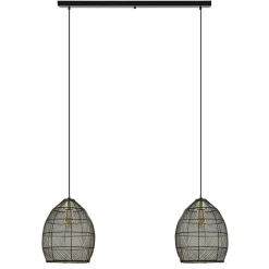 Hanglamp Meya 2-lichts zwart/goud met balk