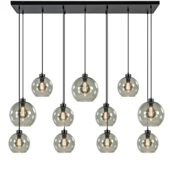 Hanglamp multipendel 11-L zwart smoke glas 20+25cm