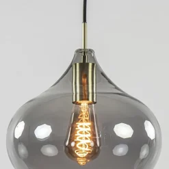 Hanglamp Rakel 27cm antiek brass+smoke glas
