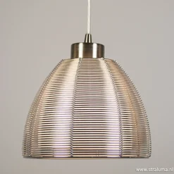 Hanglamp rond 3-lichts alu draad/glas