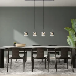 Hanglamp Salerno 4L zwart/gradient smoke