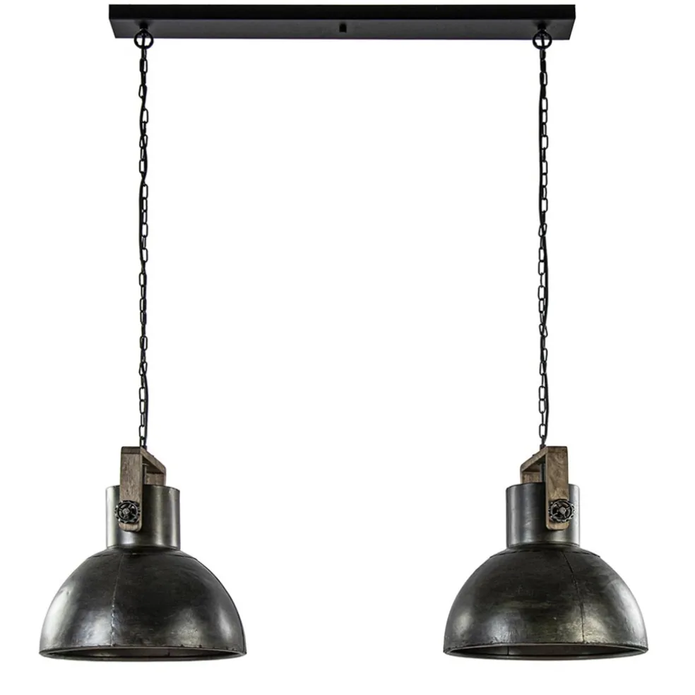 Hanglamp Shelly 2-lichts brons/hout