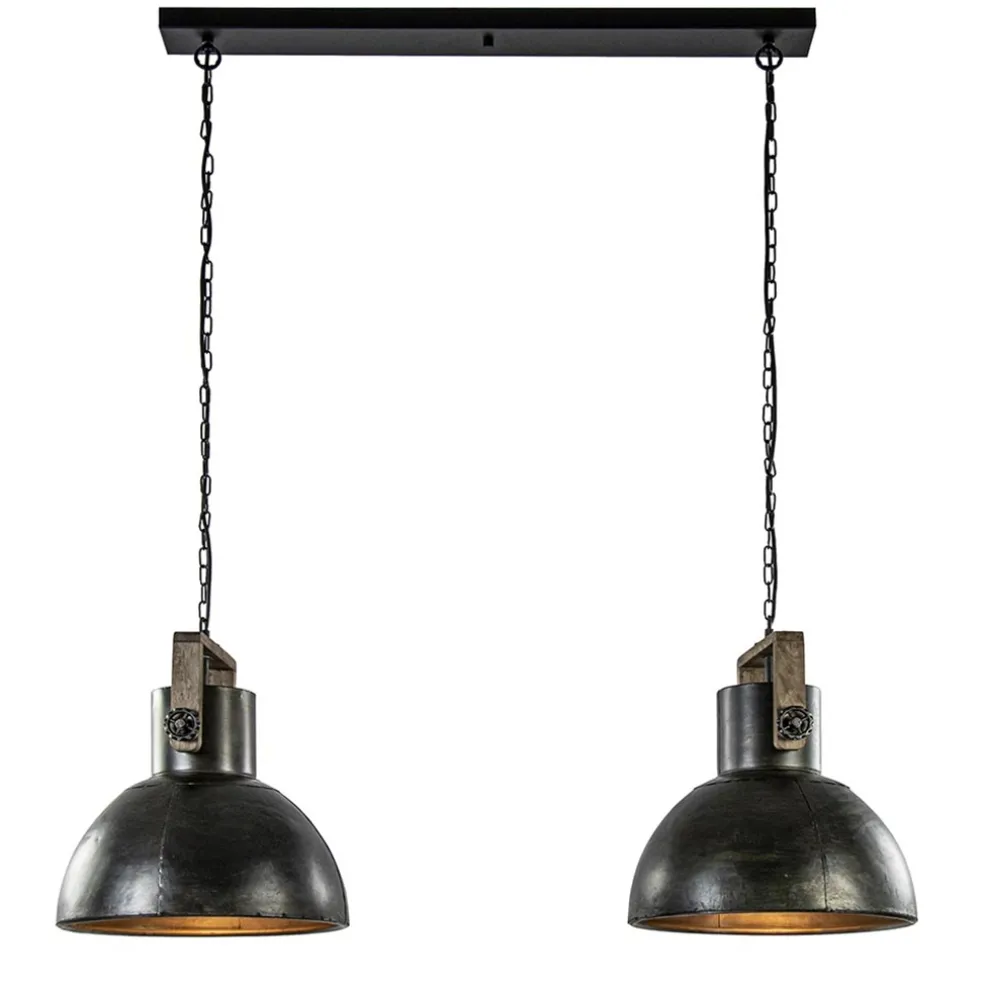 Hanglamp Shelly 2-lichts brons/hout