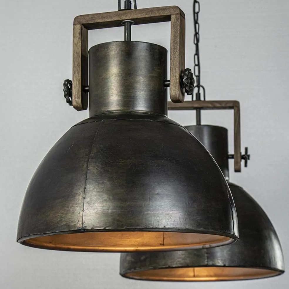 Hanglamp Shelly 2-lichts brons/hout