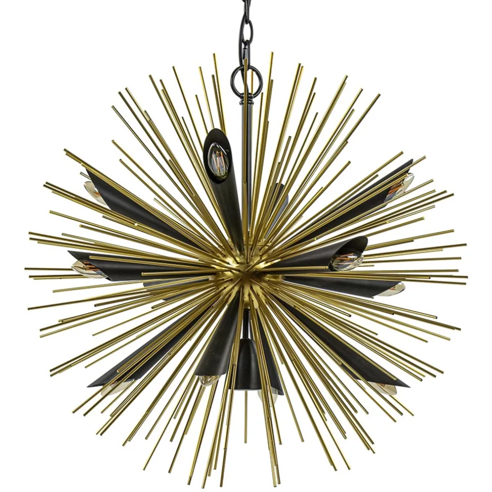 Hanglamp Springfield rond zwart/goud sprieten