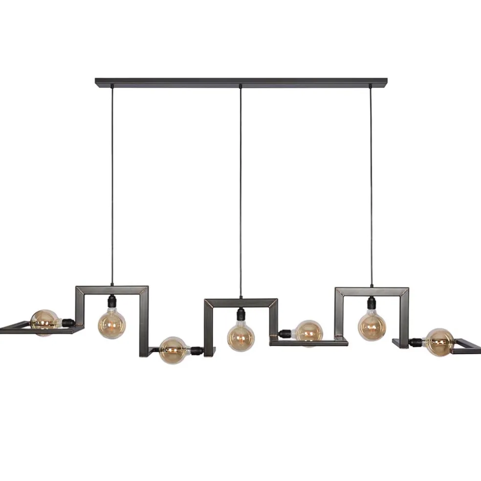 Hanglamp Tortona 7l 210 zwartstaal/koper