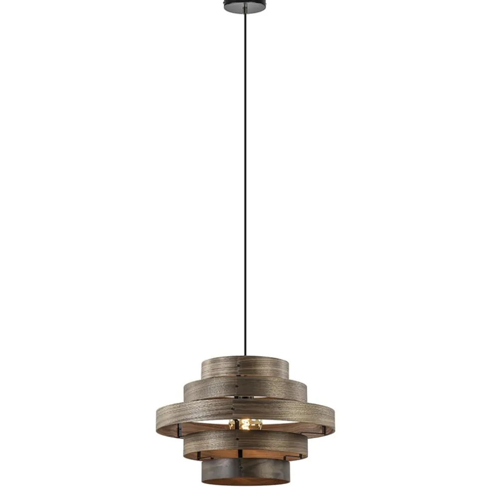 Hanglamp Walnut 6-ringen hout/zwart