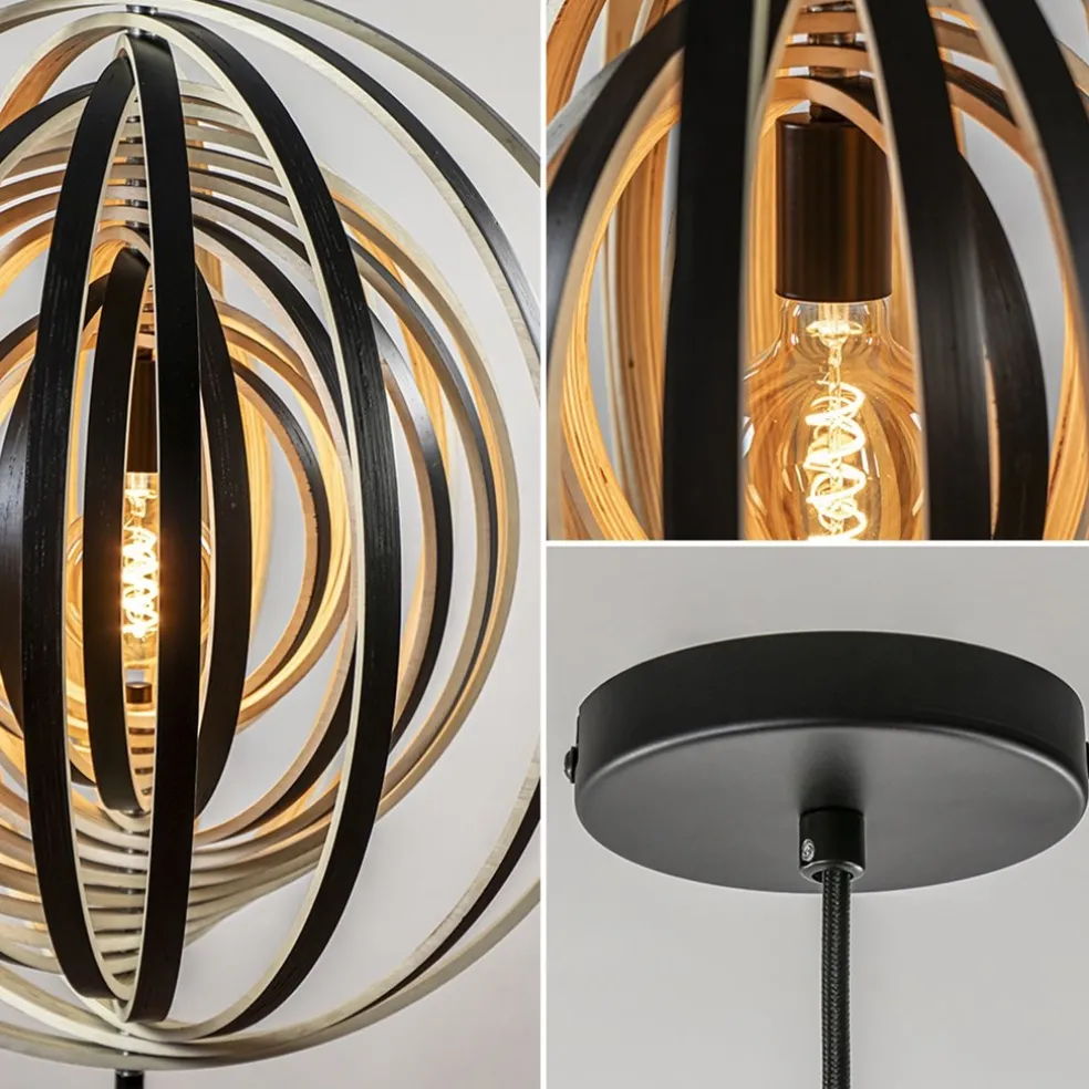 Hanglamp Woody 59 zwart/naturel hout