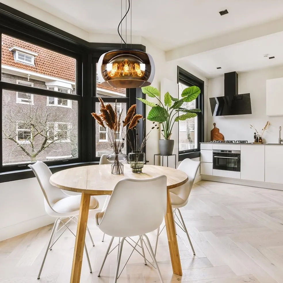 Hanglamp zwart + smoke glas 40cm