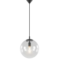 Hanglamp zwart met helder glazen bol 30 cm