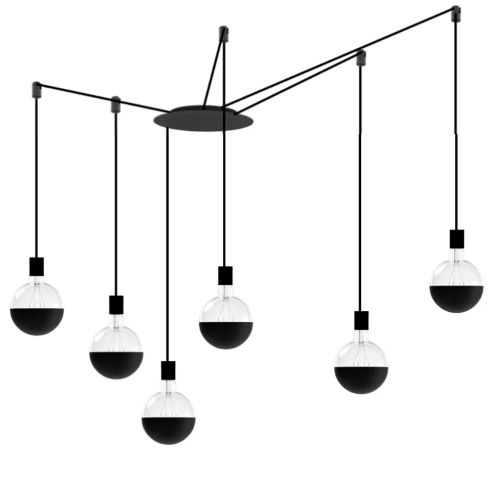 Hanglamp zwart Spin met 6 snoeren